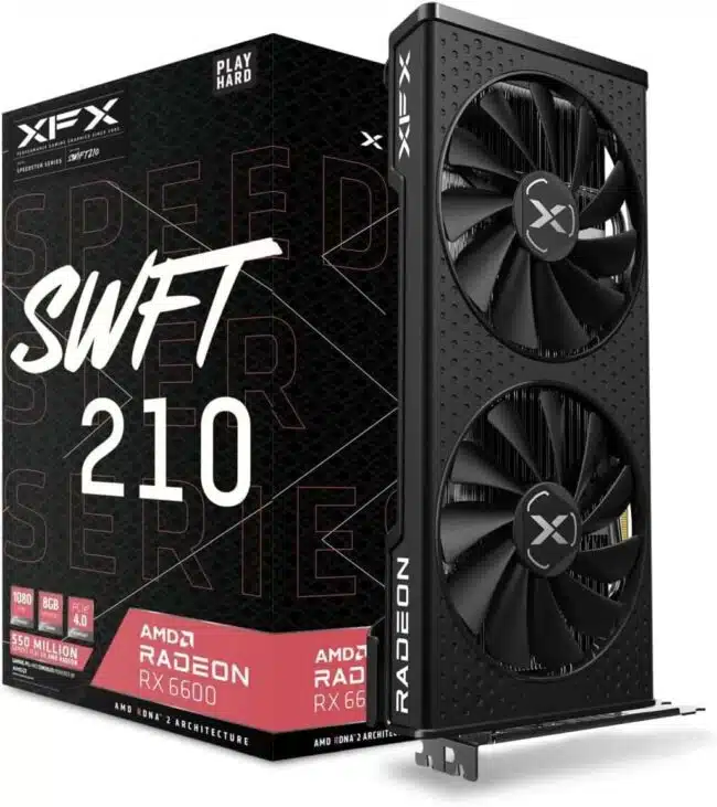 XFX Speedster SWFT 210 Radeon RX 6600 CORE Gaming Graphics Card with 8GB GDDR6 HDMI 3xDP, AMD RDNA 2 RX-66XL8LFDQ