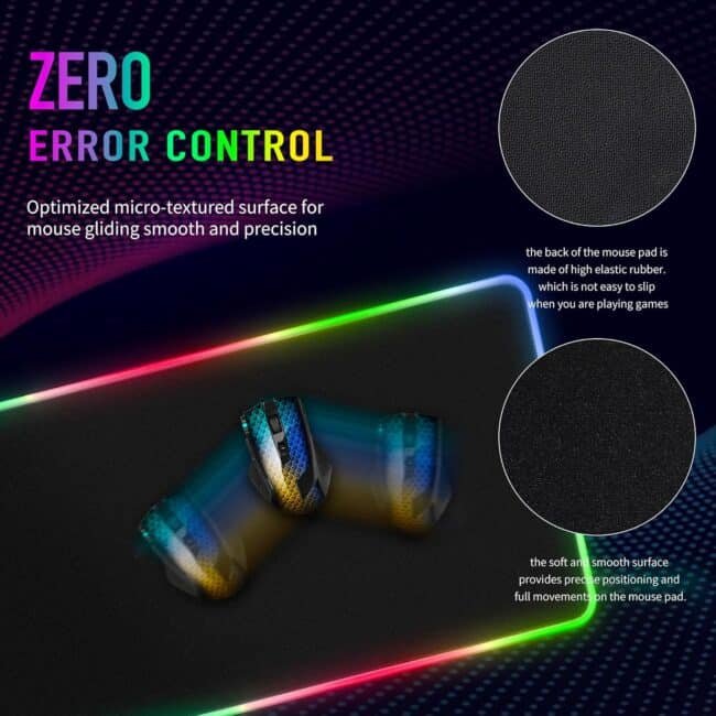 Large RGB Gaming Mouse Pad -15 Light Modes Touch Control Extended Soft Computer Keyboard Mat Non-Slip Rubber Base for Gamer Esports Pros 31.5X11.8 in - Image 3