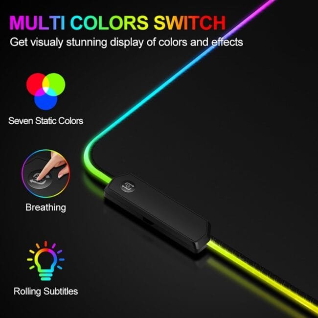 Large RGB Gaming Mouse Pad -15 Light Modes Touch Control Extended Soft Computer Keyboard Mat Non-Slip Rubber Base for Gamer Esports Pros 31.5X11.8 in - Image 2